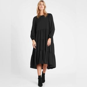 Banana Republic | Satin Tiered Trapeze Midi Dress